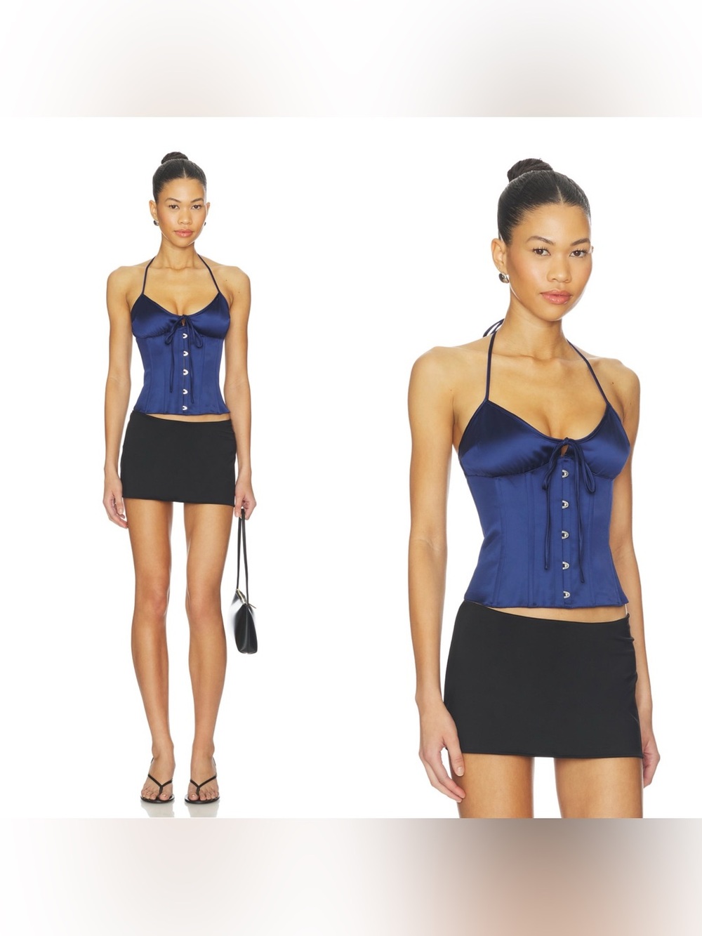 NWT GUZIO MARINI Satin Corset in Navy